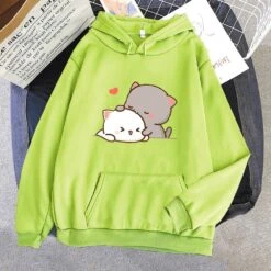 Apparel Pepper And Salt Cat Sharing Love Hoodie -Kawaii Store kawaiies plushies plush softtoy peach cat kawaii hoodie hoodies lime s 37in 96cm 310539