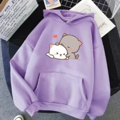 Apparel Pepper And Salt Cat Sharing Love Hoodie -Kawaii Store kawaiies plushies plush softtoy peach cat kawaii hoodie hoodies purple s 37in 96cm 196233