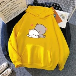 Apparel Pepper And Salt Cat Sharing Love Hoodie -Kawaii Store kawaiies plushies plush softtoy peach cat kawaii hoodie hoodies yellow s 37in 96cm 970698