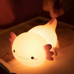 Pink Axolotl LED Night Light -Kawaii Store kawaiies plushies plush softtoy pink axolotl led night light home decor 332972