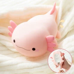 Pink Axolotl LED Night Light -Kawaii Store kawaiies plushies plush softtoy pink axolotl led night light home decor 590543