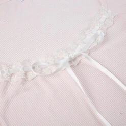 Apparel Pink Black Ribbon Laced Long Sleeve Women's Top -Kawaii Store kawaiies plushies plush softtoy pink black ribbon laced long sleeve womens top tops 892274