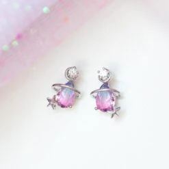 Pink Blue Teardrop Gold-Plated Stud Earrings -Kawaii Store kawaiies plushies plush softtoy pink blue teardrop gold plated stud earrings earrings silver 160405