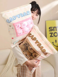 Pink Brown Capybara Candy Bag Plushies -Kawaii Store kawaiies plushies plush softtoy pink brown capybara candy bag plushies soft toy 150938