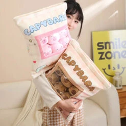 Pink Brown Capybara Candy Bag Plushies