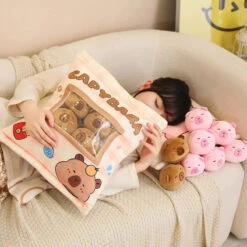 Pink Brown Capybara Candy Bag Plushies -Kawaii Store kawaiies plushies plush softtoy pink brown capybara candy bag plushies soft toy 187702