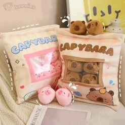 Pink Brown Capybara Candy Bag Plushies -Kawaii Store kawaiies plushies plush softtoy pink brown capybara candy bag plushies soft toy 351447