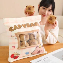 Pink Brown Capybara Candy Bag Plushies -Kawaii Store kawaiies plushies plush softtoy pink brown capybara candy bag plushies soft toy 698795