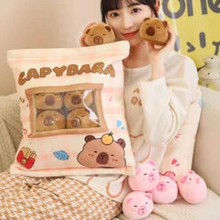 Pink Brown Capybara Candy Bag Plushies -Kawaii Store kawaiies plushies plush softtoy pink brown capybara candy bag plushies soft toy 947469