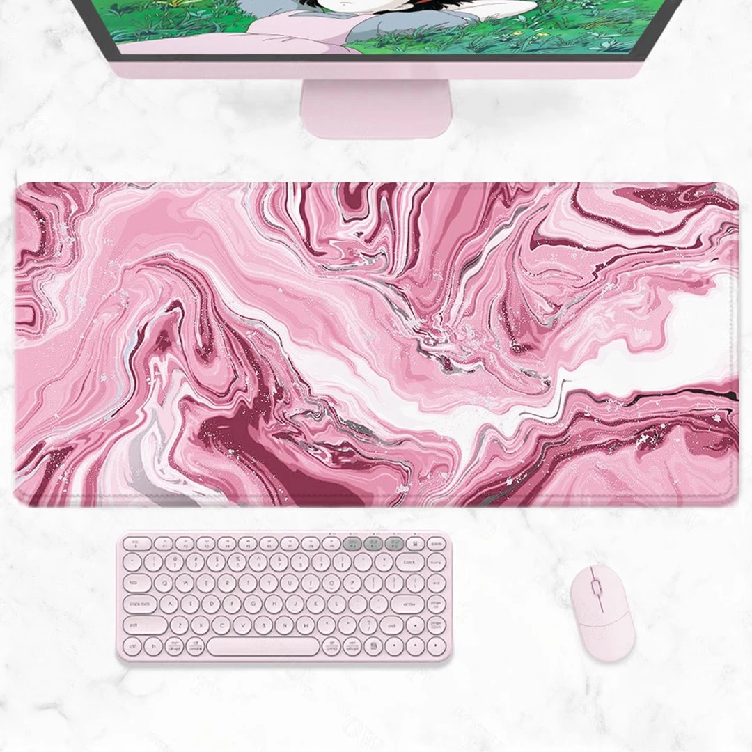 Accessories Pink Red Marble Abstract Art Large Mouse Pad 4 Accessories Pink Red Marble Abstract Art Large Mouse Pad - Image 2