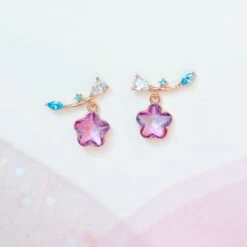 Pink Shooting Star Gold-Plated Stud Earrings -Kawaii Store kawaiies plushies plush softtoy pink shooting star gold plated stud earrings earrings rose gold 201079