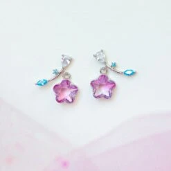 Pink Shooting Star Gold-Plated Stud Earrings -Kawaii Store kawaiies plushies plush softtoy pink shooting star gold plated stud earrings earrings silver 657267