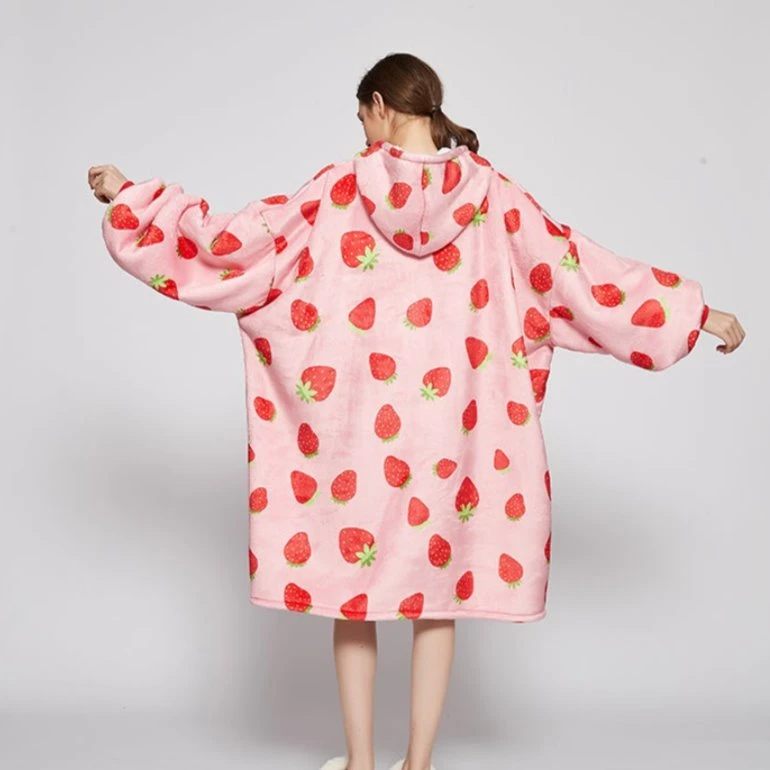 Apparel Pink Strawberry Oversized Thick Blanket Hoodie 6 Apparel Pink Strawberry Oversized Thick Blanket Hoodie - Image 4