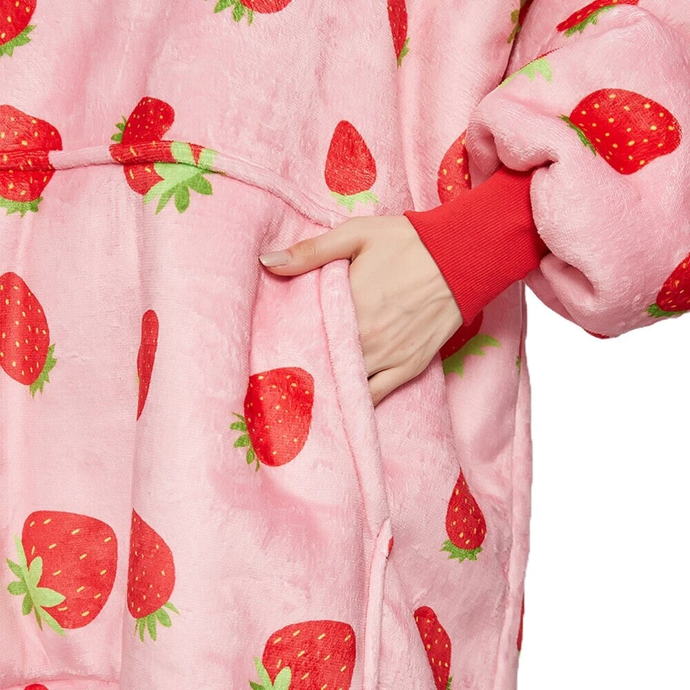 Apparel Pink Strawberry Oversized Thick Blanket Hoodie 8 Apparel Pink Strawberry Oversized Thick Blanket Hoodie - Image 6