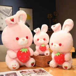 Pink Strawberry Bunny Rabbit Plush -Kawaii Store kawaiies plushies plush softtoy pink strawberry bunny rabbit plush new soft toy 10in 25cm 160430