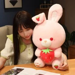 Pink Strawberry Bunny Rabbit Plush -Kawaii Store kawaiies plushies plush softtoy pink strawberry bunny rabbit plush new soft toy 164402