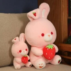 Pink Strawberry Bunny Rabbit Plush -Kawaii Store kawaiies plushies plush softtoy pink strawberry bunny rabbit plush new soft toy 363233
