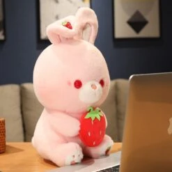 Pink Strawberry Bunny Rabbit Plush -Kawaii Store kawaiies plushies plush softtoy pink strawberry bunny rabbit plush new soft toy 466401