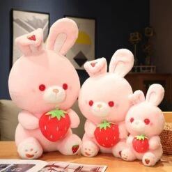 Pink Strawberry Bunny Rabbit Plush -Kawaii Store kawaiies plushies plush softtoy pink strawberry bunny rabbit plush new soft toy 817300
