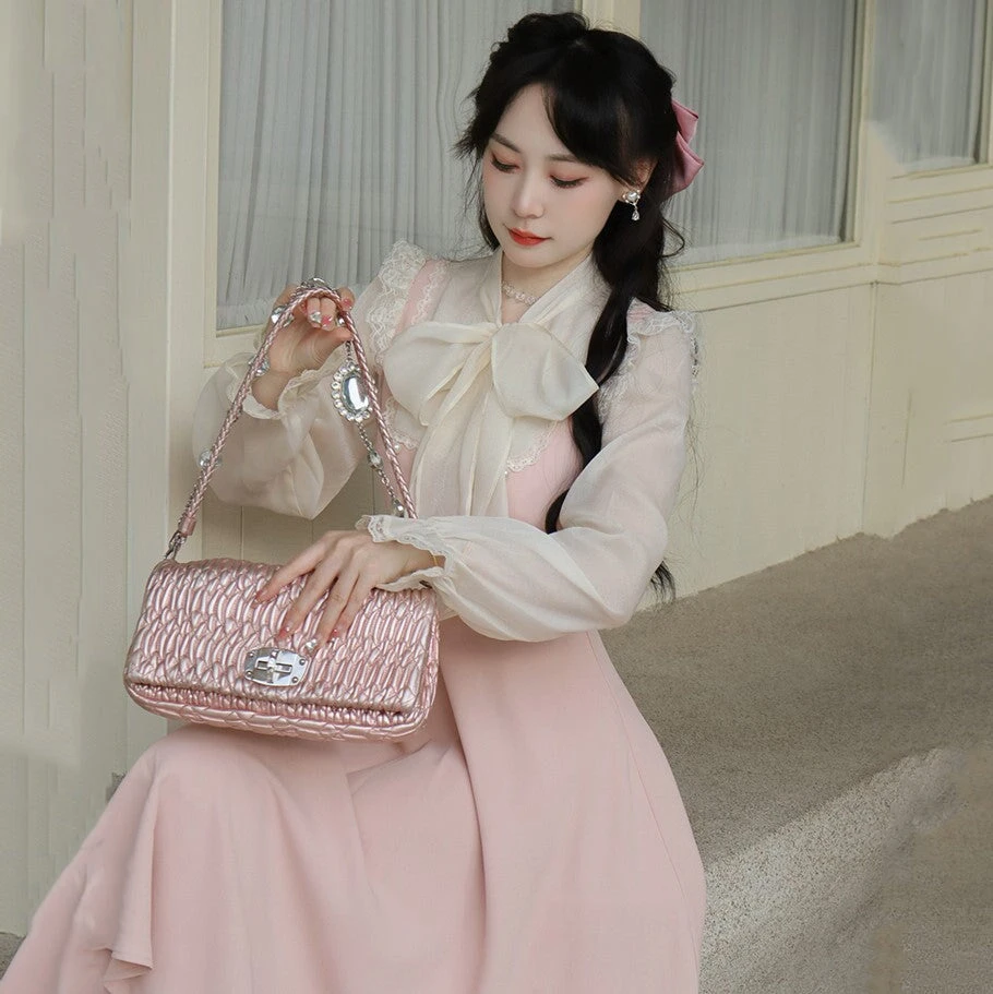 Apparel Pink White Vintage Fairytale Cottage Dress 5 Apparel Pink White Vintage Fairytale Cottage Dress - Image 3