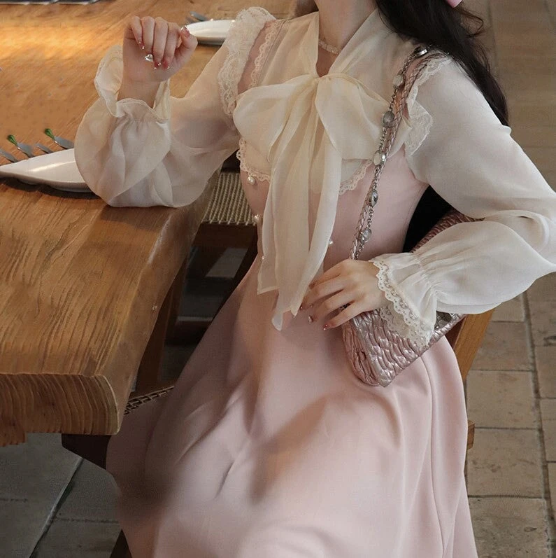 Apparel Pink White Vintage Fairytale Cottage Dress 7 Apparel Pink White Vintage Fairytale Cottage Dress - Image 5