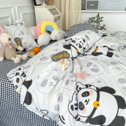Playful Panda Bedding Set -Kawaii Store kawaiies plushies plush softtoy playful panda bedding set bedding sets 518845