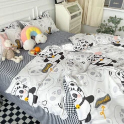 Playful Panda Bedding Set -Kawaii Store kawaiies plushies plush softtoy playful panda bedding set bedding sets 884397