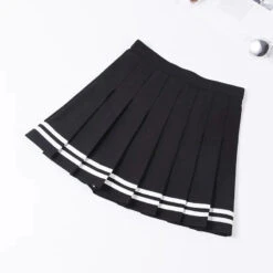 Apparel Preppy Pleated Striped Tennis Black Pink Navy White Mini Skirt -Kawaii Store kawaiies plushies plush softtoy preppy pleated striped tennis black pink navy white mini skirt apparel 247419