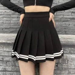 Apparel Preppy Pleated Striped Tennis Black Pink Navy White Mini Skirt -Kawaii Store kawaiies plushies plush softtoy preppy pleated striped tennis black pink navy white mini skirt apparel 264318