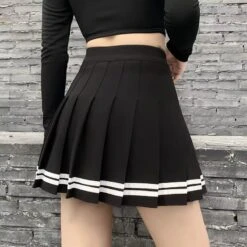 Apparel Preppy Pleated Striped Tennis Black Pink Navy White Mini Skirt -Kawaii Store kawaiies plushies plush softtoy preppy pleated striped tennis black pink navy white mini skirt apparel 566646