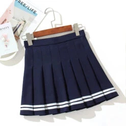 Apparel Preppy Pleated Striped Tennis Black Pink Navy White Mini Skirt -Kawaii Store kawaiies plushies plush softtoy preppy pleated striped tennis black pink navy white mini skirt apparel 705339