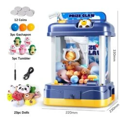 Prize Claw Bunny & Bear Mini Claw Machine -Kawaii Store kawaiies plushies plush softtoy prize claw bunny bear mini claw machine new toys blue claw machine 31pc 818289