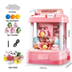 Prize Claw Bunny & Bear Mini Claw Machine -Kawaii Store kawaiies plushies plush softtoy prize claw bunny bear mini claw machine new toys pink claw machine 21pc 384842