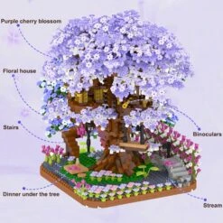 Purple Sakura Tree House Nano Building Set -Kawaii Store kawaiies plushies plush softtoy purple sakura tree house nano building set new build it 143899