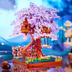 Purple Sakura Tree House Nano Building Set -Kawaii Store kawaiies plushies plush softtoy purple sakura tree house nano building set new build it 792625