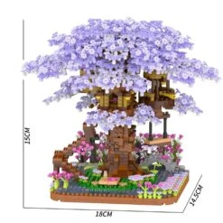 Purple Sakura Tree House Nano Building Set -Kawaii Store kawaiies plushies plush softtoy purple sakura tree house nano building set new build it 951844