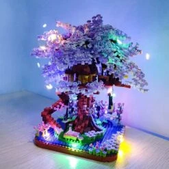Purple Sakura Tree House Nano Building Set -Kawaii Store kawaiies plushies plush softtoy purple sakura tree house nano building set new build it with led 198730