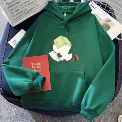Apparel Raccoon Sleeping And Studying Unisex Hoodies -Kawaii Store kawaiies plushies plush softtoy raccoon sleeping and studying unisex hoodies apparel green xs 870527