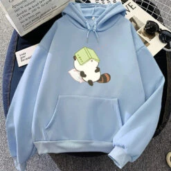 Apparel Raccoon Sleeping And Studying Unisex Hoodies -Kawaii Store kawaiies plushies plush softtoy raccoon sleeping and studying unisex hoodies apparel sky blue xs 126463