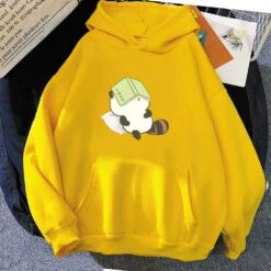 Apparel Raccoon Sleeping And Studying Unisex Hoodies -Kawaii Store kawaiies plushies plush softtoy raccoon sleeping and studying unisex hoodies apparel yellow xs 714041