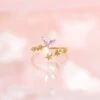 Rainbow Butterfly Floral Gold-plated Adjustable Ring -Kawaii Store kawaiies plushies plush softtoy rainbow butterfly floral gold plated adjustable ring ring 742384