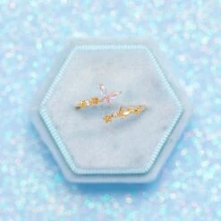 Rainbow Butterfly Floral Gold-plated Adjustable Ring 12 Rainbow Butterfly Floral Gold-plated Adjustable Ring -Kawaii Store kawaiies plushies plush softtoy rainbow butterfly floral gold plated adjustable ring ring 854249