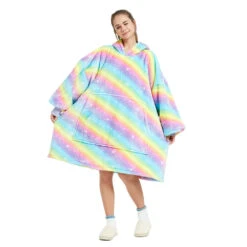 Apparel Rainbow Oversized Thick Blanket Hoodie 16 Apparel Rainbow Oversized Thick Blanket Hoodie -Kawaii Store kawaiies plushies plush softtoy rainbow oversized thick blanket hoodie apparel 650105