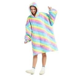 Apparel Rainbow Oversized Thick Blanket Hoodie 17 Apparel Rainbow Oversized Thick Blanket Hoodie -Kawaii Store kawaiies plushies plush softtoy rainbow oversized thick blanket hoodie apparel 739759