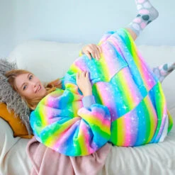Apparel Rainbow Oversized Thick Blanket Hoodie 19 Apparel Rainbow Oversized Thick Blanket Hoodie -Kawaii Store kawaiies plushies plush softtoy rainbow oversized thick blanket hoodie apparel 830545