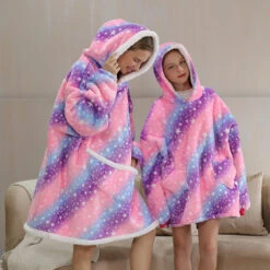 Apparel Rainbow Parents & Kids Combo Oversized Blanket Hoodies -Kawaii Store kawaiies plushies plush softtoy rainbow parents kids combo oversized blanket hoodies hoodies 808645