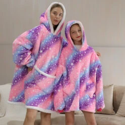 Apparel Rainbow Parents & Kids Combo Oversized Blanket Hoodies -Kawaii Store kawaiies plushies plush softtoy rainbow parents kids combo oversized blanket hoodies hoodies 997874