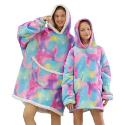 Apparel Rainbow Parents & Kids Combo Oversized Blanket Hoodies -Kawaii Store kawaiies plushies plush softtoy rainbow parents kids combo oversized blanket hoodies hoodies rainbow swirls child 1pc 691701
