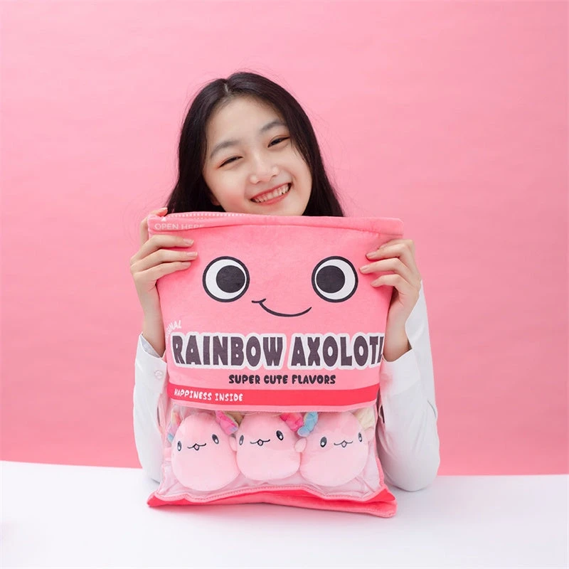 Rainbow Pink Blue Axolotl Candy Bag Plushies 7 Rainbow Pink Blue Axolotl Candy Bag Plushies - Image 5