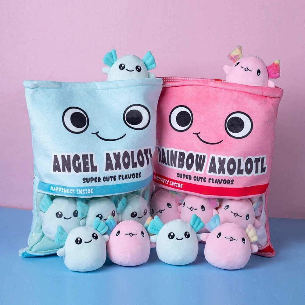 Rainbow Pink Blue Axolotl Candy Bag Plushies 6 Rainbow Pink Blue Axolotl Candy Bag Plushies - Image 4